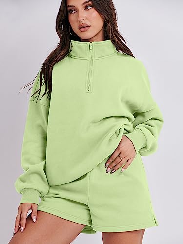 Anrabess Women's Oversized 2 Piece Lounge Sets Fall Outfits 2023 Long Sleeve Cozy Casual Pajamas Shorts Sweatsuit Matching Set Ci775-Bohelv-Xl #TOP5