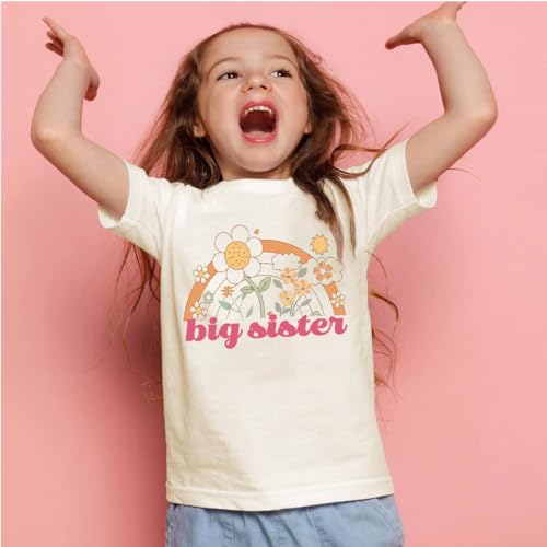 Image of Biggest /Bigger /Big Sister Shirt for Toddler Girls Cotton Short Sleeve Tshirts Announcement Outfits 2-10 Years