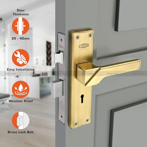 Image of DUKE Mortise Handle Set with Lock |Brass Bolt Body | Premium Handles | MH-1011 BA KY | Antique Brass |Weather-Proof |25-40mm Thickness| Easy Installation