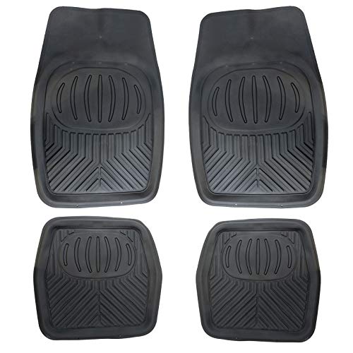 UKB4C Black Heavy Duty Rubber Floor Mats Deep Tray Type 4 Piece Black i10 i20 i30 i40 Atos