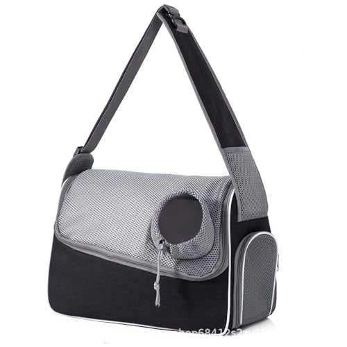 SIzlaho 犬用キャリーバッグ 犬 スリング キャリーバッグ 小型犬 四角 | ネイビー 底板付き ショルダー ペットスリング 軽量 斜めがけ おしゃれ ペットキャリー 犬用品 ペットグッズ キャリーケース 調節可能 グレー お出かけ抱っこ (ブラック
