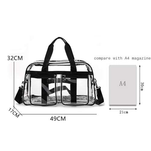 Clear Gym Bag for Women/Men, Large Clear Duffle Bag for Stadium Events, Swim Weekender Overnight Travel Bag (black)3