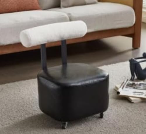 CokBlu小さな正方形 オットマン フットスツール 革 フットレスト 360°ホイール 布張り ソファ用 背もたれ付き ソフトパッド入り バニティスツール リビング ルーム ベッドルーム 多用途 家庭用 (オレンジ,1)