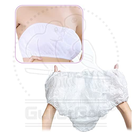 Image of Women's Cotton Disposable Underwear White Bra & Panty Maternity Massage Centre Beauty Parlour Underpants Hospitals Hotels waxing Salons