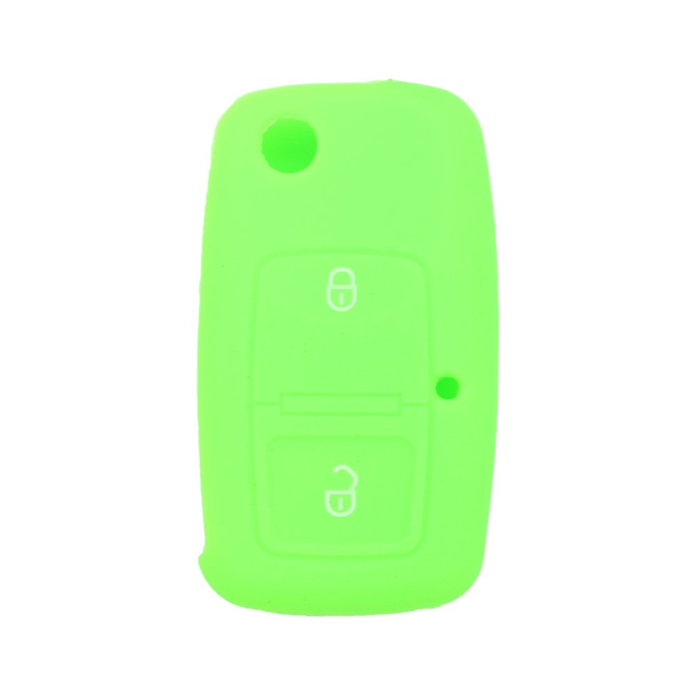 Brovacs Light Green Silicone Cover Protector Case Holder Skin Jacket Compatible With Volkswagen Passat Golf Bora Touran Polo 2 Button Flip Remote Key Fob Cv9805