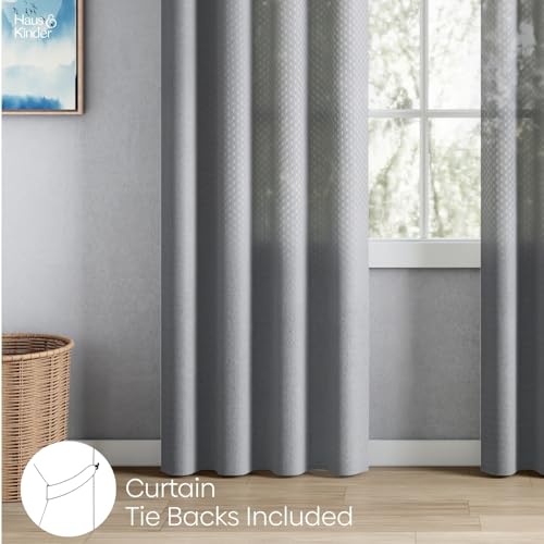 Image of haus & kinder Jacquard Sheer Door Curtains 7 Feet Long Pack of 2 Door Curtains, 7 Feet Curtains for Door, (Abstract Geometric Design, Ocean Ripple Ice Blue, 114x213cm)