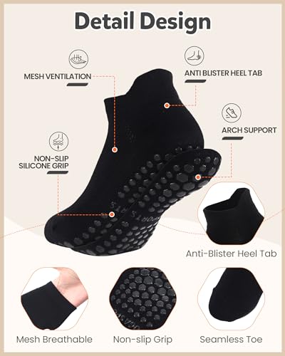 24 Pairs Non Slip Yoga Socks for Women Pilates Socks with Grips Anti Skid Athletic Grippy Hospital Hosiery3