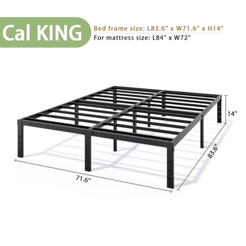 Image of LUMUNANCE Metal Bed Frame California King Size - 14 Inch Heavy-Duty Cal King Platform Bed Frame No Box Spring Needed, Easy Assembly, Noise-Free, Sturdy Mattress Foundation, Underbed Storage Space