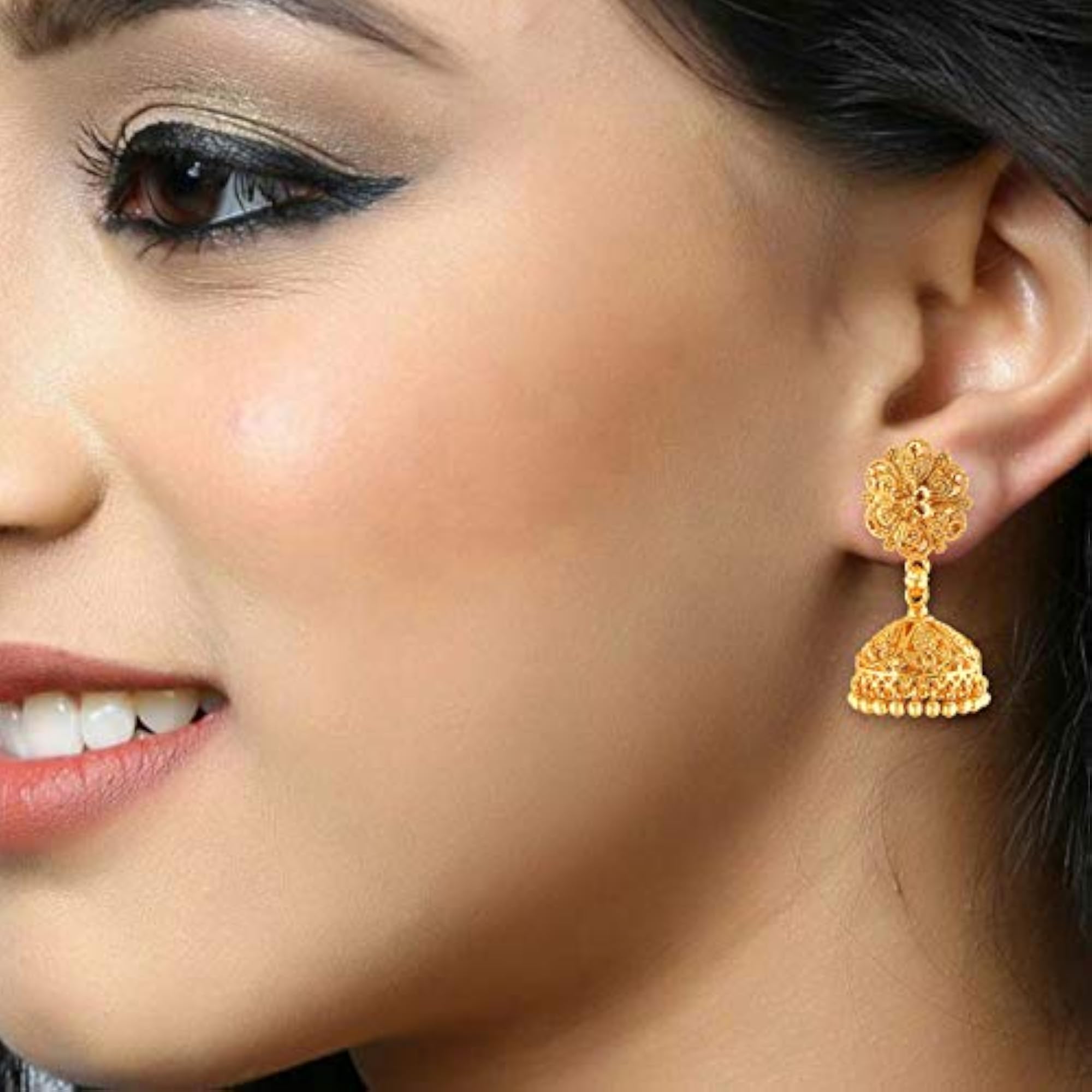 Women's Traditional South Alloy Jhumki & Stud Earring Combo Set