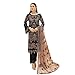 Miss Ethnik Women's Black Faux Georgette Semi Stitched Top With Unstitched Santoon Bottom and Net Dupatta Embroidered Straight Top Dress Material (Pakistani Salwar Suit) (ME-1089-Black)