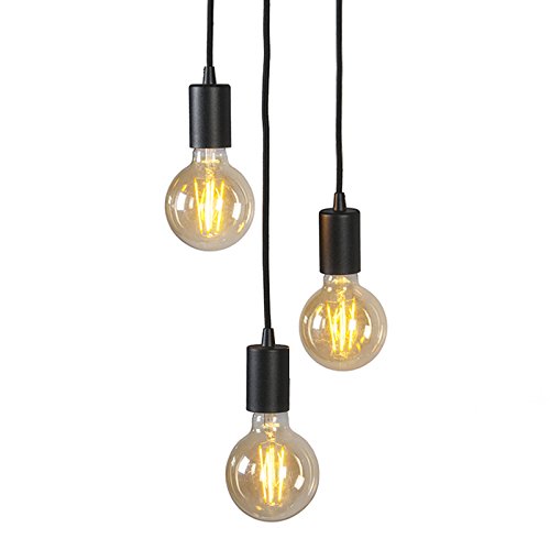 Preisvergleich Produktbild QAZQA Design / Modern Industrielle Hängelampe schwarz - Facil 3-flammig / Innenbeleuchtung / Wohnzimmerlampe / Schlafzimmer / Küche Zylinder LED geeignet E27 Max. 3 x 60 Watt