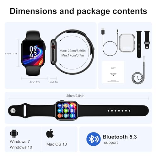MP3 Player with Bluetooth 5.3 - SWOFY M2 32GB Touchscreen Music Player with Detachable Strap,Built-in Speaker,1.91'' IPS Display,Portable Sport MP3 Players for Running,Gym,Kids & Adults - Black