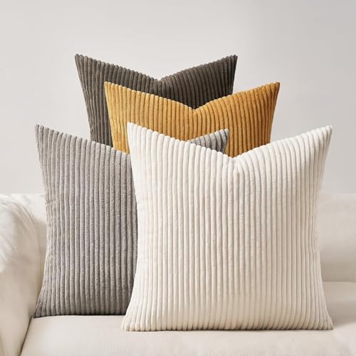 Topfinel Kissenbezug 40x40 cm Braun 4er Set Kordsamt Kissenbezüge...
