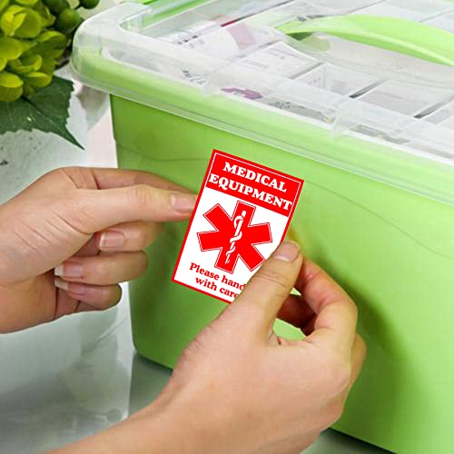 Medical Alert Equipment Luggage Tag Stickers 2X3 Inch Handle With Care Labels For Medical Supplies (8 Pack) #TOP4