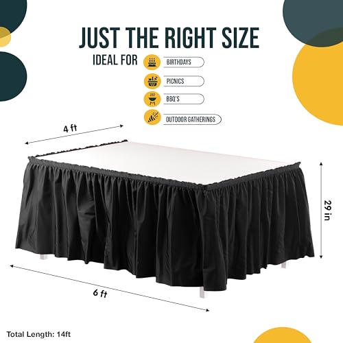 Exquisite UNKNOWN Black Table Skirt 6 Pack 29 Inch X 14' Disposable Plastic Table Skirts For Rectangle Tables 6Ft + Or Round Tables thumb #3