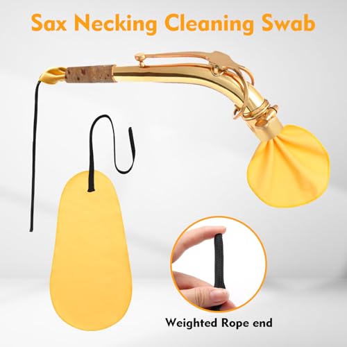 Saxophone Cleaning Kit, AHIER 7PCS Clarinet Cleaning Kit Including Sax & Clarinet Cleaning Cloth, Mouthpiece Brush and Bag, for Alto Tenor Saxophone and Clarinet Flute Trumpet Other Wind Instruments