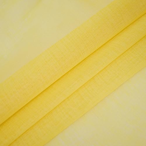 Cenefa amarilla para ventana corta de cocina, gasa traslúcida con bolsillo para barra 3