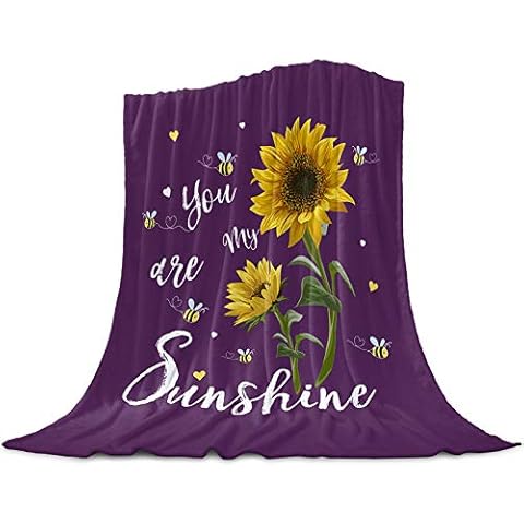 SODIKA Fleece Blanket Throw Soft Breathable Luxury Plush Travel Camping Blankets Lightweight for Sofa Couch Bed Sunflowers You are My Sunshine (40 x 50 Inches),Purple Cover