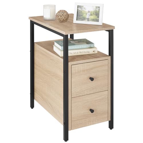 Tectake   Mesita de Noche con 2 Cajones