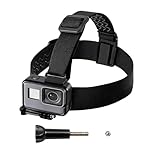 Head Strap Mount for GoPro Hero 13/12/11/10/9/8/7/6/5/4 Session 3+/3/2/1 Hero(2018) Fusion Max DJI Osmo Action Cameras Accessories Adjustable Elastic Headband Harness Band for Outdoor Sport Hiking