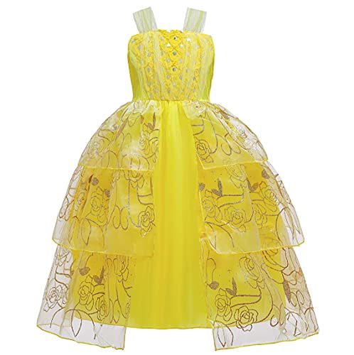 Robe fille jaune en coton taille 120 cm pour enfant