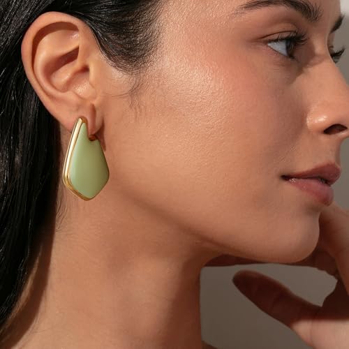 image for SHERLOVE Trendy Light Green Fin Earrings for Women Chunky Statement Dr