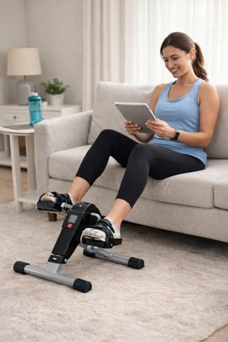 Image of Portable Pedal Exerciser Mini Exercise Bike with LCD Monitor, Adjustable Resistance, Under Desk Cycle Trainer for Arms and Legs, Home Workout Equipment for Fitness, Therapy & Recovery