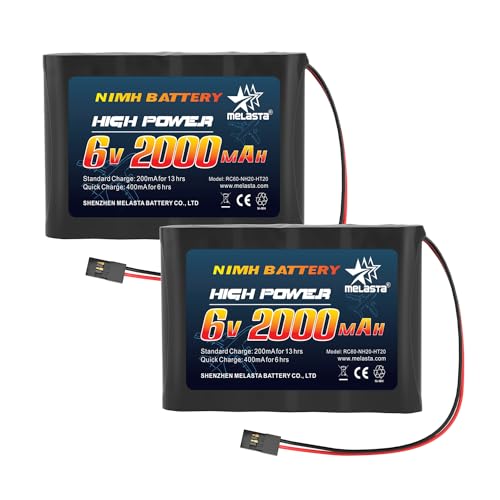 melasta RC Receiver Battery 6V 2000mAh Rechargeable NiMH Receiver RX Batteries Pack Compatible with...