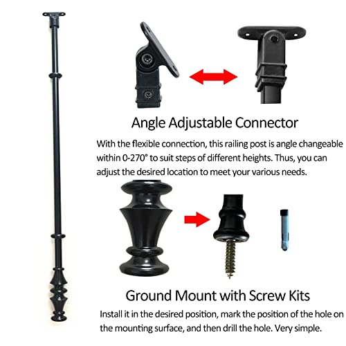 Garde-corps en fer pour terrasse et escalier noir orientable 95 cm - 5