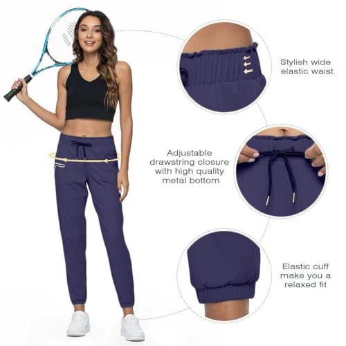 Image of Haowind Joggers for Women with Pockets Elastic Waist Workout Sport Gym Pants Comfy Lounge Yoga Running Pants