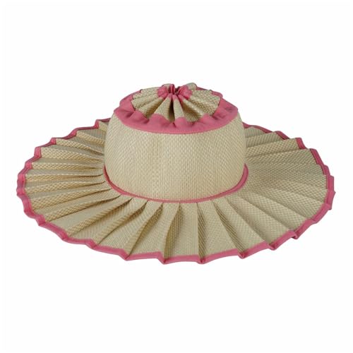 Chapeau de paille soleil à large bord plissé pour une protection optimale