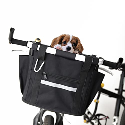 CASESHIP Bike Basket Foldable Bicycle Front Basket Quick Release Easy to Install Detachable Handlebar Cycling Bag Multi…