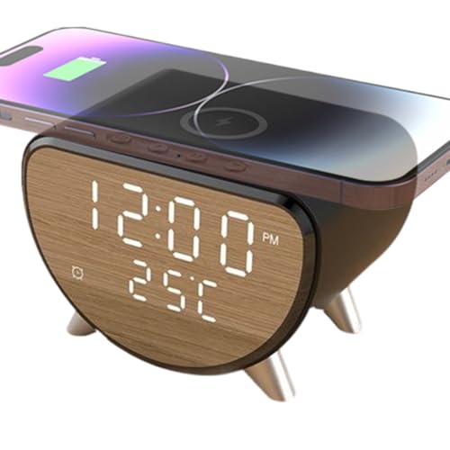 Cargador inalámbrico de alarma genérico, reloj digital con temperatura de display, carga rápida inalámbrica, multifunción LED, diseño moderno, 1 paquete negro, para amigos, amantes