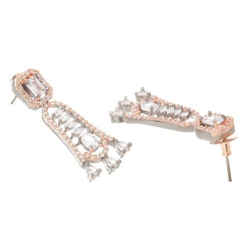 Classic Rhodium-Plated American Diamond Drop Earrings