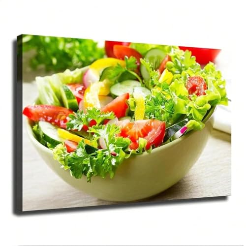 Peinture sur toile salade colorée déco murale grand format pour un salon lumineux