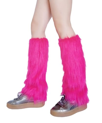 YELAIVP Faux Fur Leg Warmer Warm Fuzzy Boot Covers Winter Fur Boot Covers for Women Christmas, Halloween Party Accessory