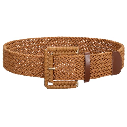 JASGOOD Straw Woven Wide Waist Belt for Dress Womens Boho Braided Belt Fashion Rattan Ladies Big Buckle Dress Belt