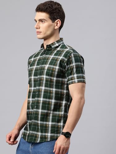 Image of Majestic Man Slim Fit Short Sleeve Checked Pure Cotton Casual Shirt
