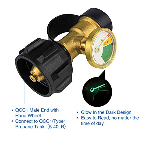 KOMAN Propane Tank Gauge Level Indicator Leak Detector Gas Pressure Meter & Glow in The Dark Universal for RV Camper, Cylinder, Heater, Universal Fit, and More Appliances-Qcc1/Type1 Connection - Thumbnail 4
