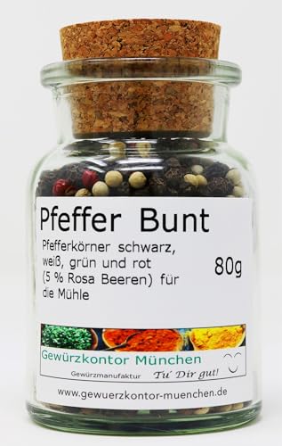 Pfeffer bunt ganz Bunter Pfeffer 80g im Glas natürlich ohne Zusätze, Pfefferkörner bunt...