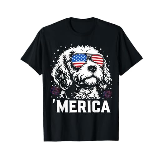 Patriotic Merica Cavapoo Dog US Flag 4th of July Dog Lover T-Shirt