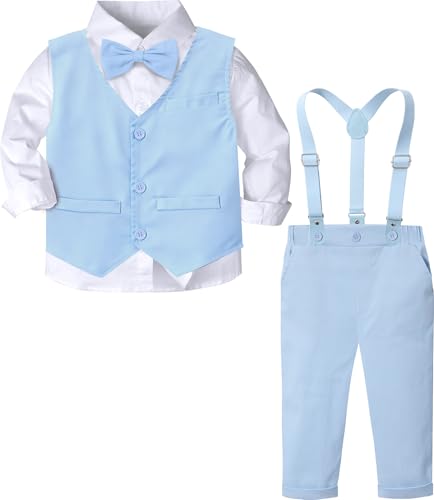 Image of A&J DESIGN Toddler Boys Formal Clothes Suspender Outfit Dress Suit 12M - 6Y