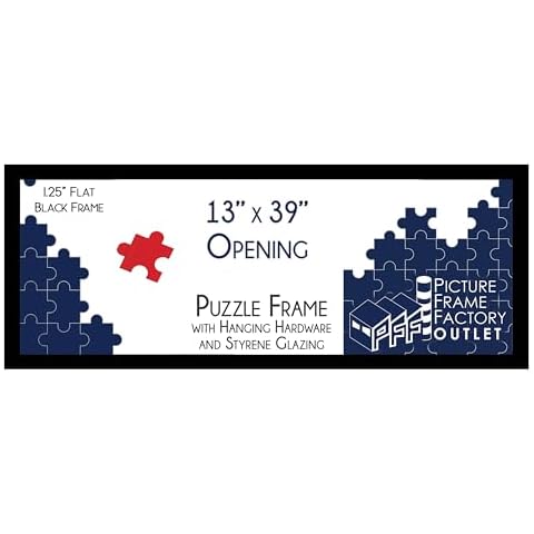 PictureFrameFactoryOutlet PFF 13x39 Inch - Premium 1.25" Black Profile - Picture Frame for Artwork, Puzzles, Photos, Certificates Cover
