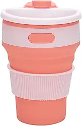 Mimo Style Copo Retrátil Com Tampa na Cor Rosa, Feito Inteiramente de Silicone. Tem Capacidade Para 370ml de Bebida. Para Água, Chá, Suco, Refrigente