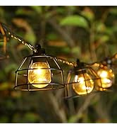 Vigdur Lantern String Lights - Vintage Cafe Lights with 10 Clear G40-Bulbs and Vintage Metal Lamp...