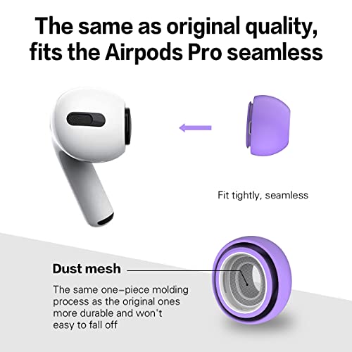 (4-Pairs) EarTips for Airpods Pro & Pro 2nd Gen Ear Tips (4-Pairs) - Silicone, Anti-Slip - Fit in Charging Case (Black/White/Pink/Purple)