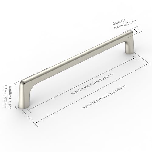 Image of 9BUILD 10 Pack Brushed Satin Nickel Cabinet Pulls 6.25 Inch Kitchen Cabinet Handles Cabinet Hardware Kitchen Handles for Cabinets Cupboard Handles Nickel Kitchen Pulls Drawer Handle
