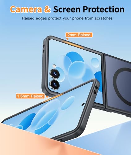 Image of FNTCASE for Samsung-Galaxy Z-Flip-7 Magnetic Case:Translucent Matte Textured Military Grade Drop Protection Phone Cover - Durable Rugged Shockproof Protective Bumper Cases