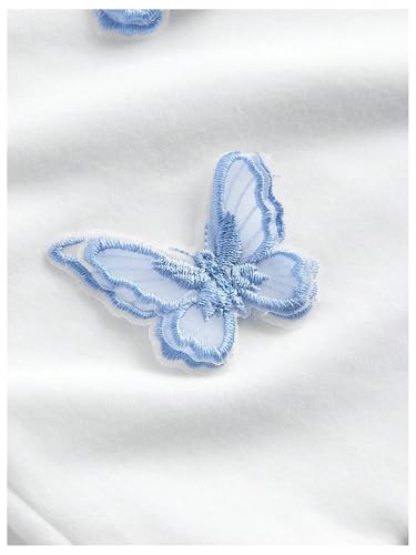 Floerns Girl's Summer Butterfly T Shirts Off Shoulder Flare Sleeve Cute Tee Tops4