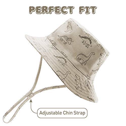 Orvinner Baby Sun Hat Cotton, Toddler Upf 50+ Sun Protection Beach Bucket Hat Kids Boys Girls Wide Brim Summer Play Hat (A2-Beige, 3-6 Months) #TOP2